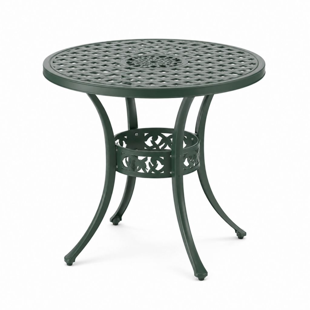 Tavolino da caffè da giardino rotondo verde in alluminio pressofuso Ø90 x 72 cm