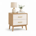 Comodino a 2 cassetti beige e rovere in MDF 60 x 40 x 65 cm