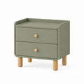 Comodino a 2 cassetti verde salvia in MDF e legno massello 50 x 40 x 55 cm