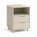 Comodino con 2 cassetti e vano aperto beige in MDF 45 x 40 x 60 cm