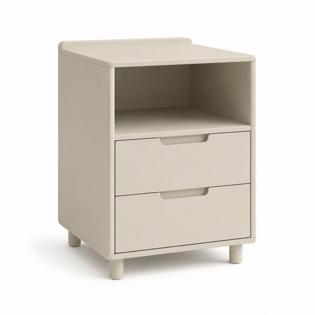 Comodino con 2 cassetti e vano aperto beige in MDF 45 x 40 x 60 cm