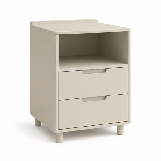 Comodino con 2 cassetti e vano aperto beige in MDF 45 x 40 x 60 cm