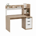 Scrivania con libreria e 3 cassetti rovere chiaro e bianco in truciolare nobilitato 120 x 60 x 140 cm