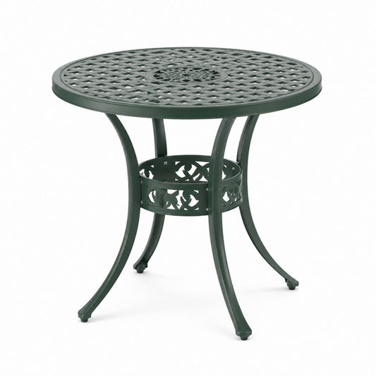 Tavolino da caffè da giardino rotondo verde in alluminio pressofuso Ø90 x 72 cm