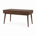 Scrivania tradizionale noce in legno massello rettangolare con 3 cassetti 120 x 60 x 76 cm