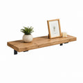 Mensola da parete rettangolare rovere in MDF con staffe in acciaio nero 80 x 20 x 4 cm