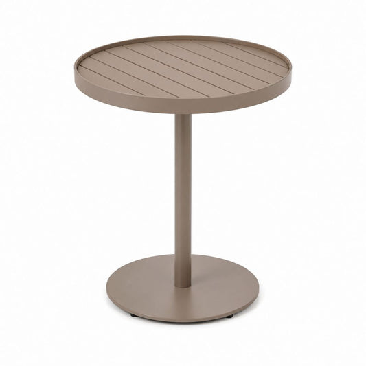 Tavolino da giardino rotondo tortora in alluminio Ø70 x 74 cm