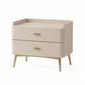 Comodino 2 cassetti beige in velluto di poliestere rettangolare 80 x 45 x 70 cm