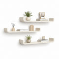 Set 3 Mensole da Parete Sospese Beige in MDF Rettangolari 60 x 15 x 12 cm