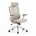 Sedia da ufficio ergonomica grigio chiaro in rete di poliestere con poggiatesta e braccioli 65 x 65 x 117-127 cm