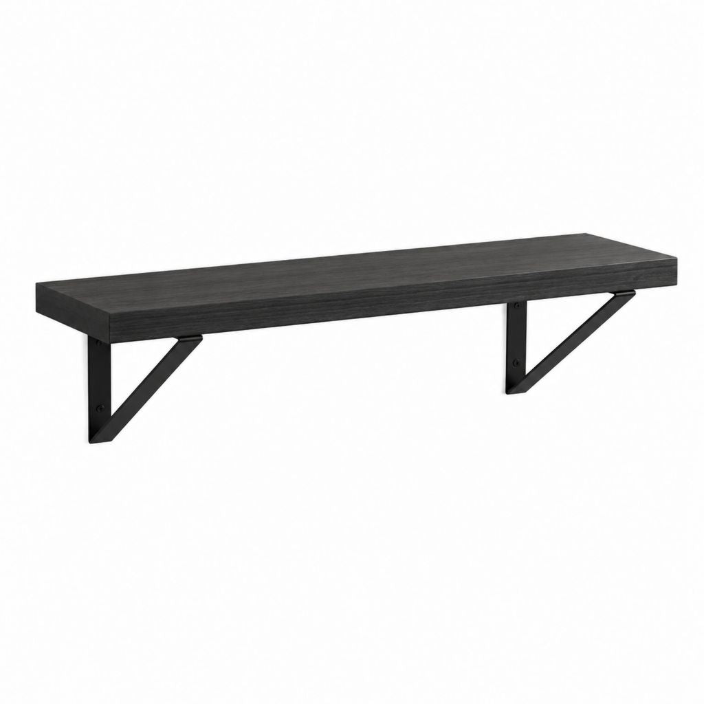 Mensola da parete rettangolare nera in MDF e acciaio 80 x 20 x 18 cm