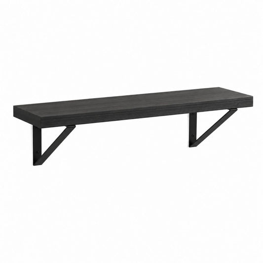 Mensola da parete rettangolare nera in MDF e acciaio 80 x 20 x 18 cm
