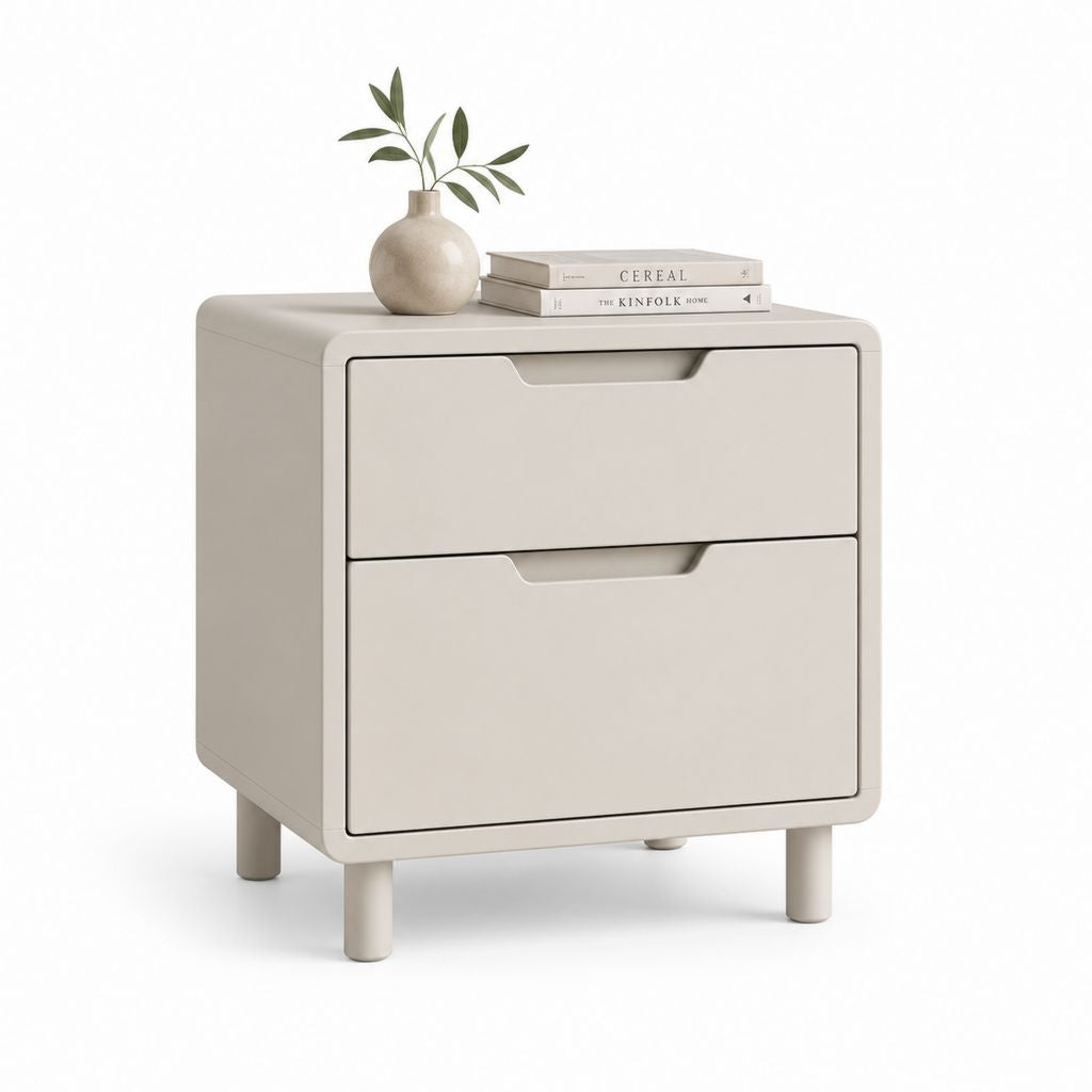 Comodino 2 cassetti beige in MDF rettangolare 50 x 40 x 55 cm