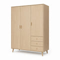 Armadio guardaroba 3 ante con 3 cassetti rovere chiaro in pannello truciolare 120 x 52 x 190 cm