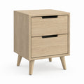 Comodino 2 cassetti rovere chiaro in MDF rettangolare 40 x 35 x 55 cm